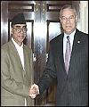 Nepal Prime Minister Sher Bahadur Deuba with American Secretary of State, Collin Powell