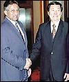 Pakistan President P. Musharraf with China Prime Minister Zhu Rongji during Pakistan President's latest visit to Beijing