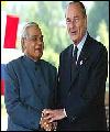 Indian Prime minister Atal Behari Vajpayee with french President Jacques Chirac